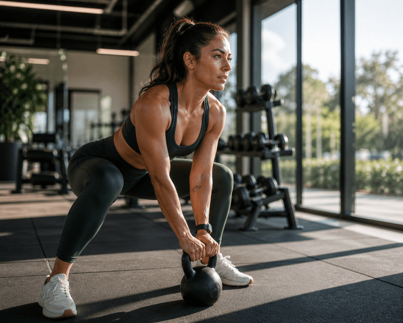 Member exercising at gym